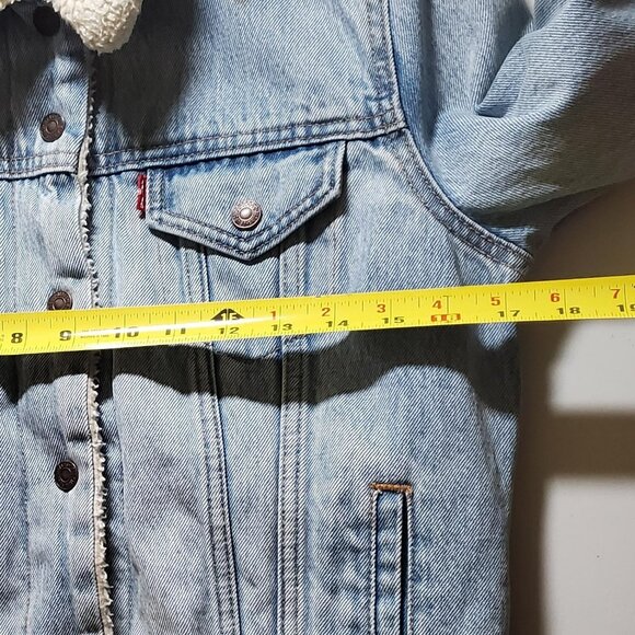 Levi's Premium Denim Trucker Jacket Sherpa Lined SzXS - shipping incl - Picture 7 of 16
